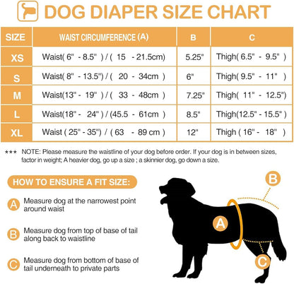 3 Pack Avont Female Dog Nappies with Suspender, Reusable Doggy Diaper Pants for Heat Season Period Incontinence, Washable Sanitary Knickers for Small Medium Large Puppy