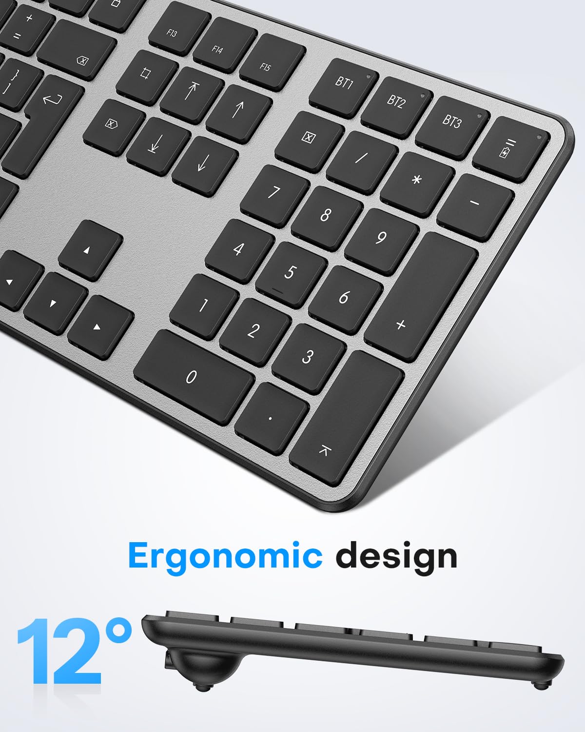 OMOTON Wireless Bluetooth Keyboard Mouse Rechargeable for Mac OS, Wireless Keyboard and mouse Set for MacBook Air/MacBook Pro/iMac, Multi-Device Ultra Slim, Quiet Typing, QWERTY UK Layout, Gray
