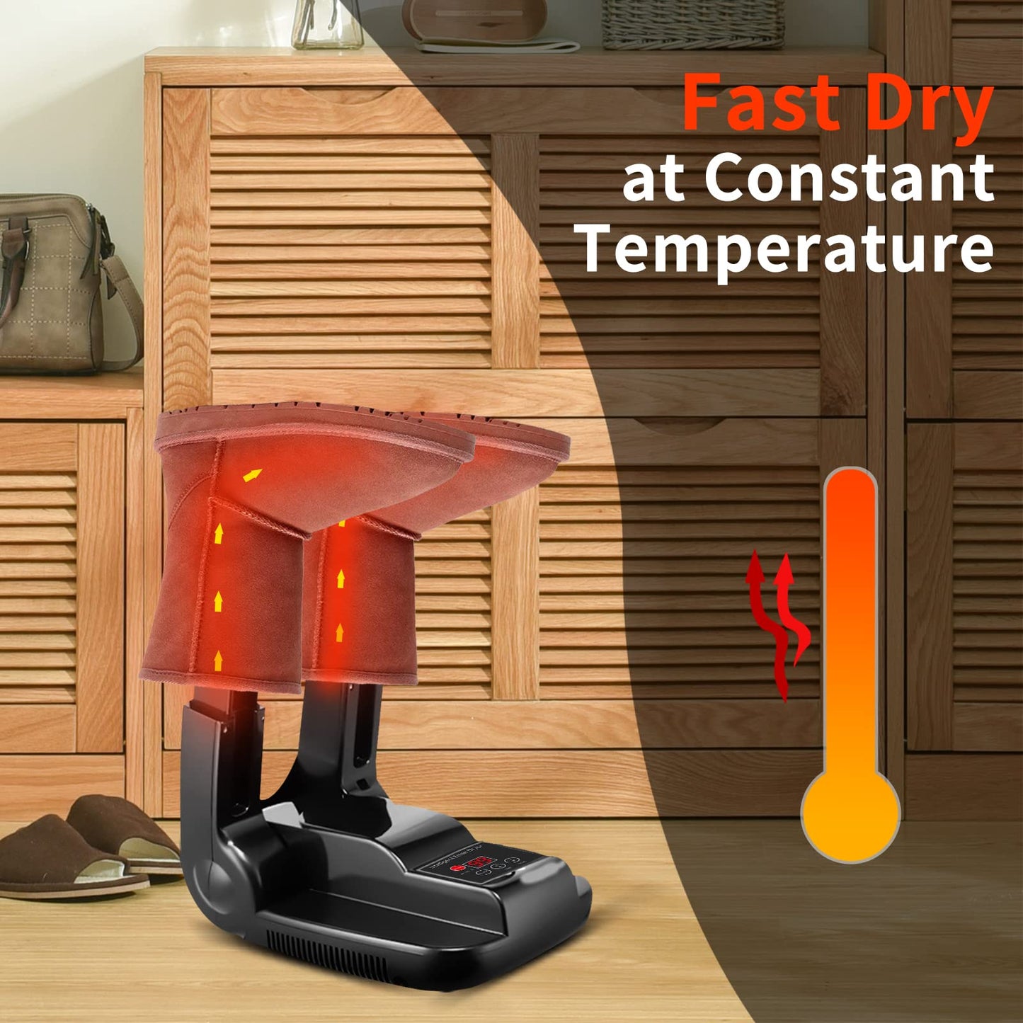 Boots Dryer, Electric Foot Warmer with Timer Shoe Adjustable Odour Eliminator Damp and Wet Remover Foldable Quick Dryer Electric Shoe Dryer for Drying Shoes Boots Gloves Socks