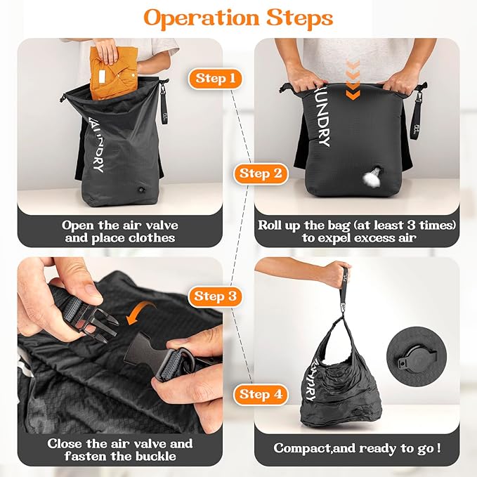 Compression Laundry Bag for Travel, Dirty Clothes Travel Laundry Bags,