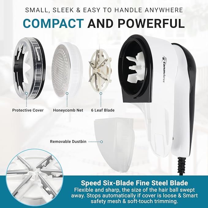 Power Corded Electric Fabric Shaver, No Battery, Pilling & Fuzz Remover