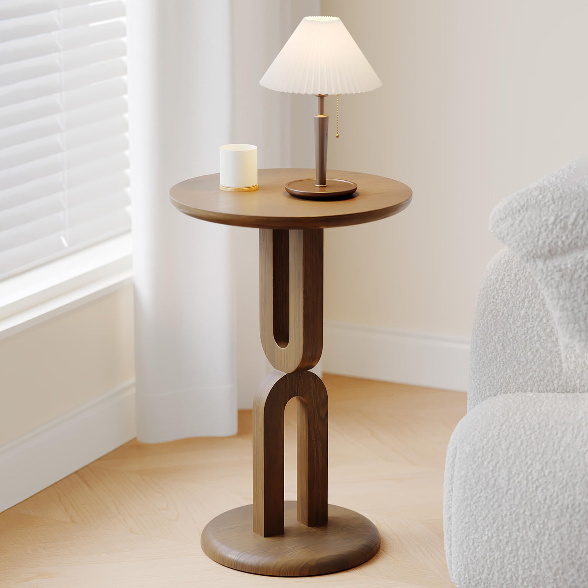 Rosolaratop Solid Wood End Table with Sturdy U-Shaped Base, Modern Accent Side Table for Living Room Bedroom, Natural Ash Wood, Easy Assembly (15.75" L x 15.75" W x 23.62" H)