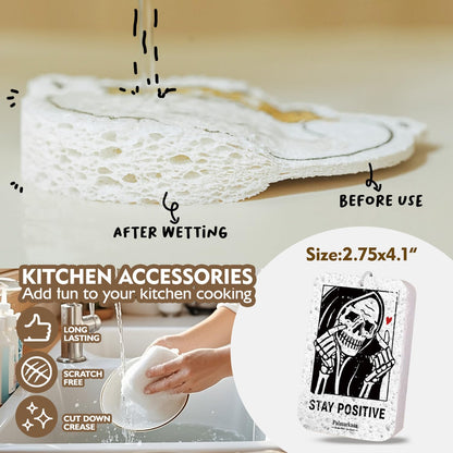 Skull Engraved Bamboo Spoons Cooking Set - 6 Pcs Goth Kitchen Tools, Unique Gifts for Women Dark Aesthetic Lovers, Edgy Home Decor for Halloween Housewarming Birthday Alternative Style