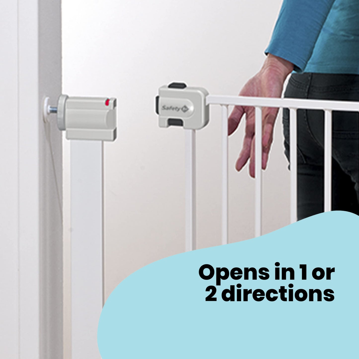 Safety 1st Easy Close Extra Tall Metal Gate, Baby Stair Gate Pressure Fit, 73-80cm (max. 94cm), Extra Tall Gate (91cm), Easy-Closing Baby Safety Gate, No-Screw Installation (No Drilling), White