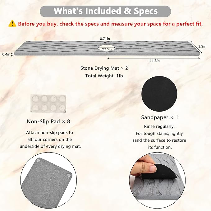 Stone Faucet Mat for Kitchen Sink