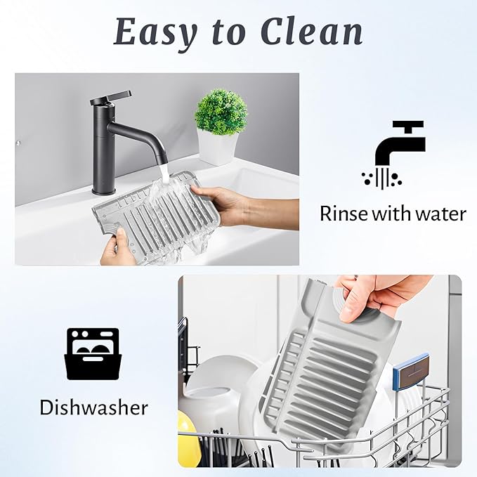 PoYang 24 inch Faucet Mat for Kitchen Sink Splash Guard, 7° Slope Silicone Sink
