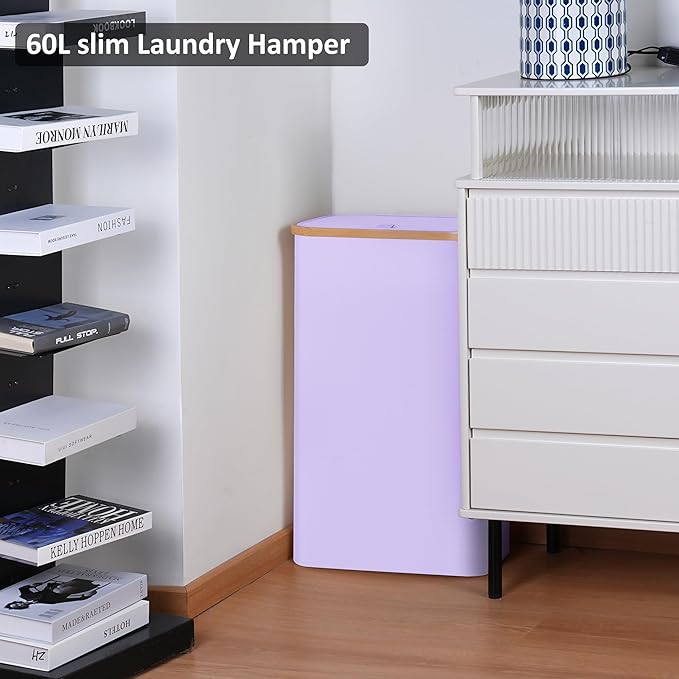 Slim Laundry Basket, 60L Laundry Hamper