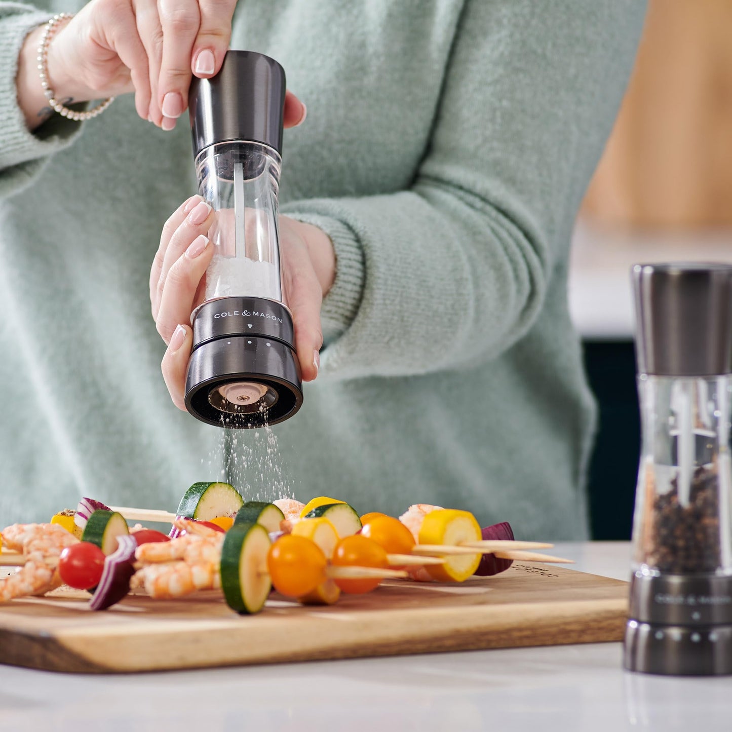 Cole & Mason Derwent Salt and Pepper Grinder Set - Refillable Salt & Pepper Grinder Set with Gourmet Precision Mechanisms - Kitchen Accessories for Cooking - Gift Set, Iron Grey