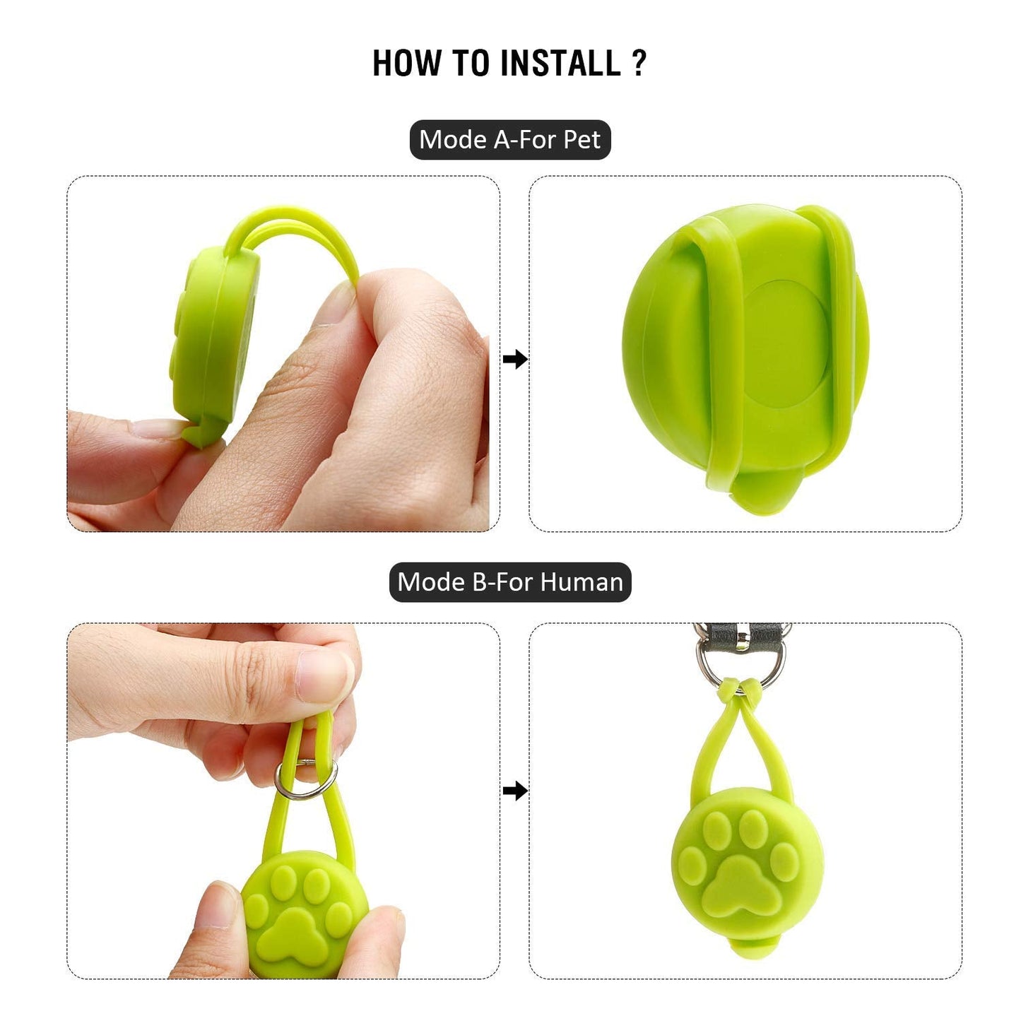 iPobie 5 Pieces Dog Safety Collar Silicone LED Flashing Light Pendant for Runners, Night Walks