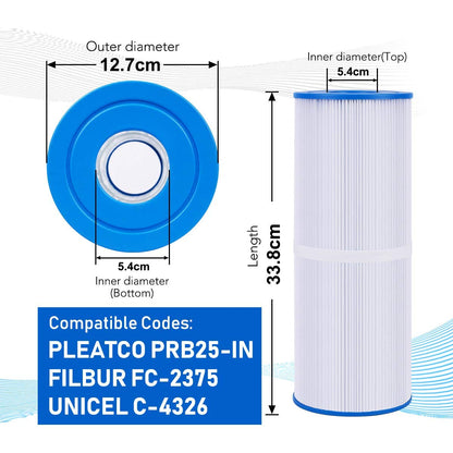 POOLPURE Spa Filter for Hot Tub Compatible with Pleatco PRB50-IN, PRB501N, Unicel C-4950, Filbur FC-2390, Dynamic 03FIL1600, Pentair R173434, 50 sq. ft. Spa Filter Cartridge 5 X 13