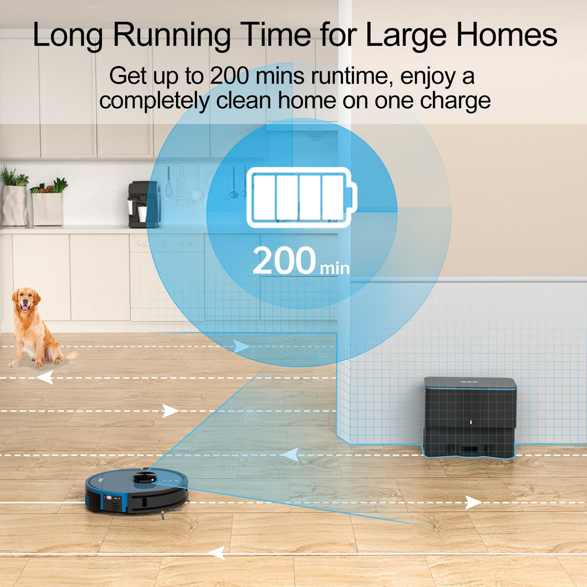 OKP Robot Vacuum L3, 4000Pa Suction, 200min Runtime, 90-Day Self-Emptying Dock, Lidar Navigation, Silent 52dB, WiFi/App/Alexa Control, Smart Home Mapping Robotic Vacuum for Pet Hair, Carpet, Floors