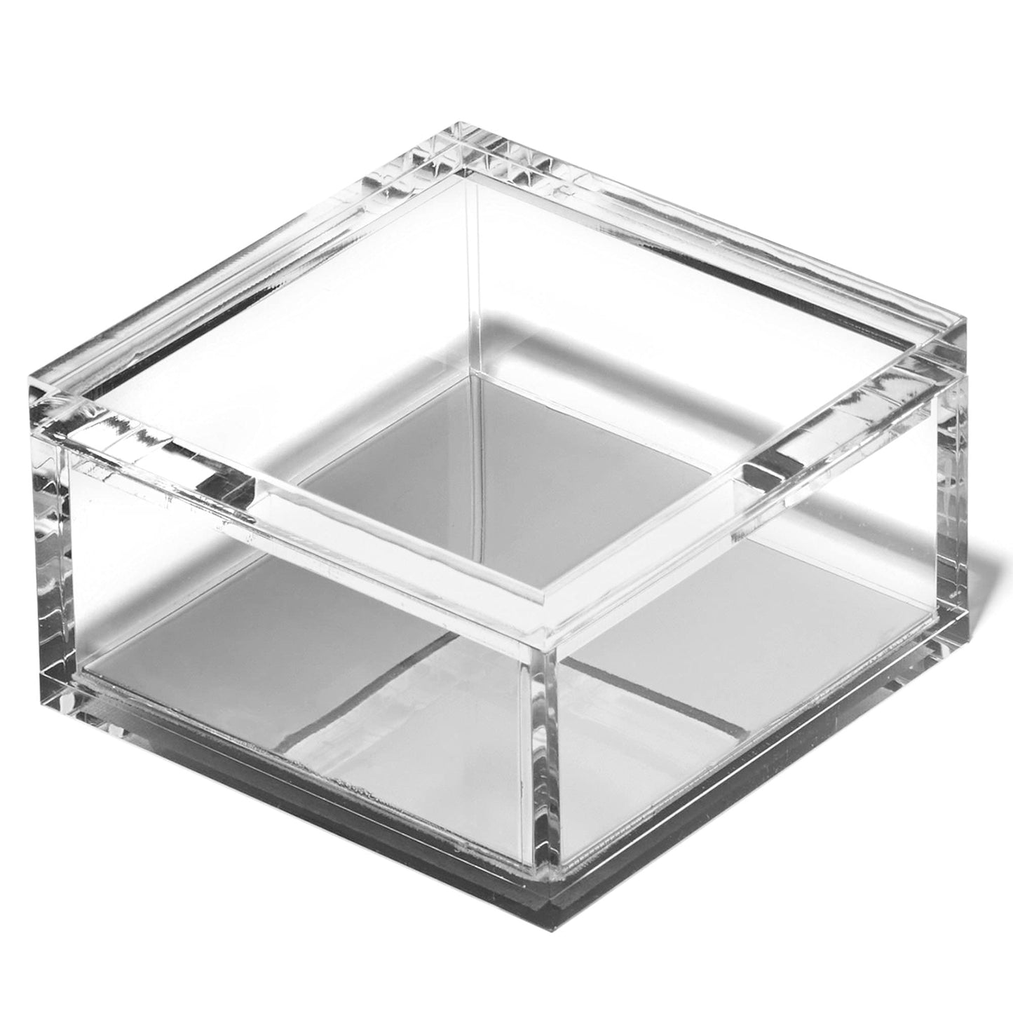 OfficeGoods Acrylic Desk Organizer w/Silver Base – Functional & Elegant Odds & Ends Box for Display or Storage – Perfect for Home or Office, Kitchen, Bathroom Vanity, Curio Display - Medium