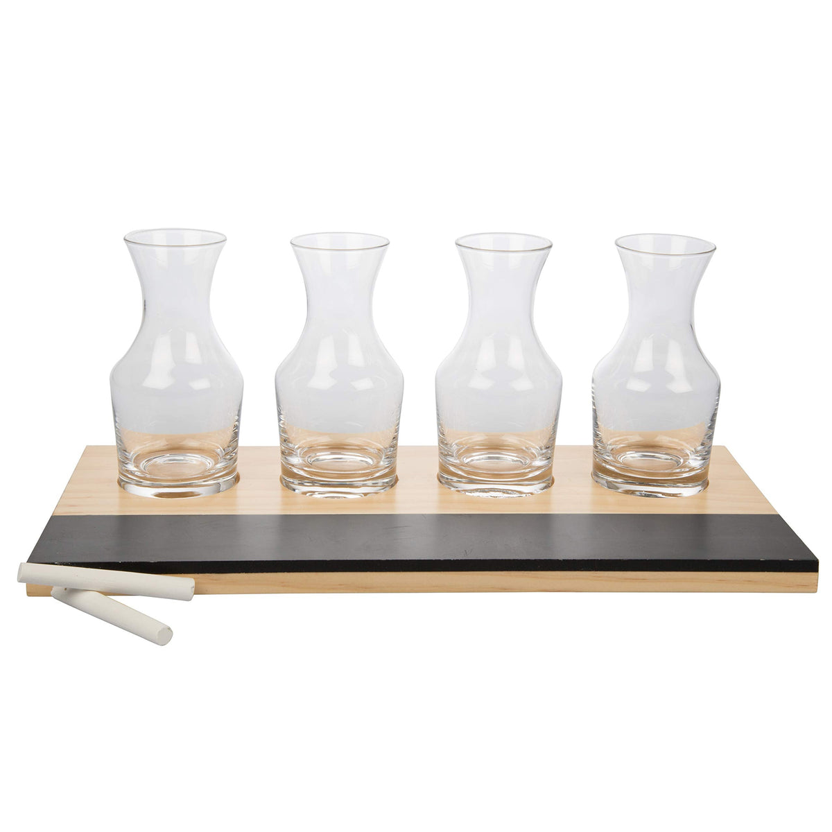 D'Eco Wine Tasting Flight Sampler Boards (2 Pack)- Set Includes Eight 6 oz Decanter Glasses & 2 Wood Paddles w Chalkboards- Great for Charcuterie Boards, Wine Tastings & Brunch - Wedding Gift