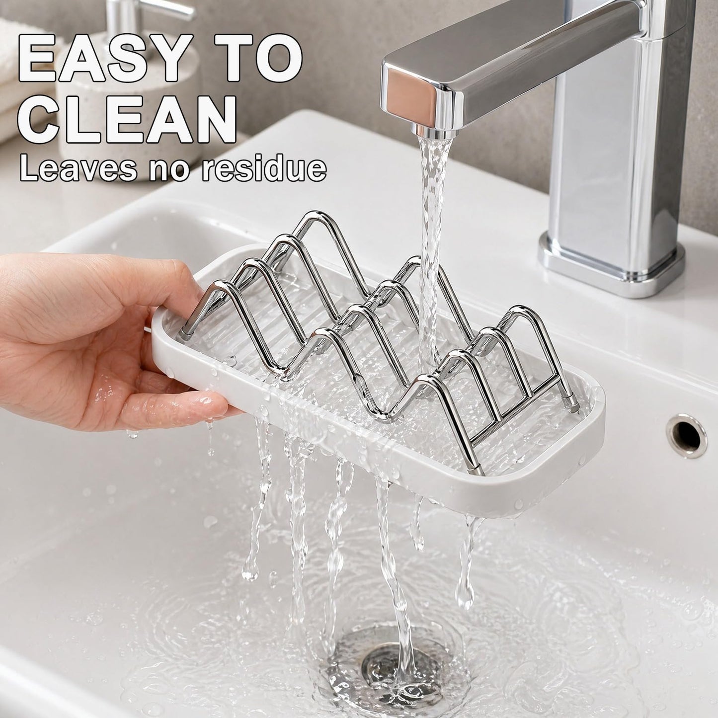 AD ADASTONE Soap Holder Dish for Shower — Stainless Steel Self Draining Bar Soap Case with Water Tray, Fits 2-3 Square Bars