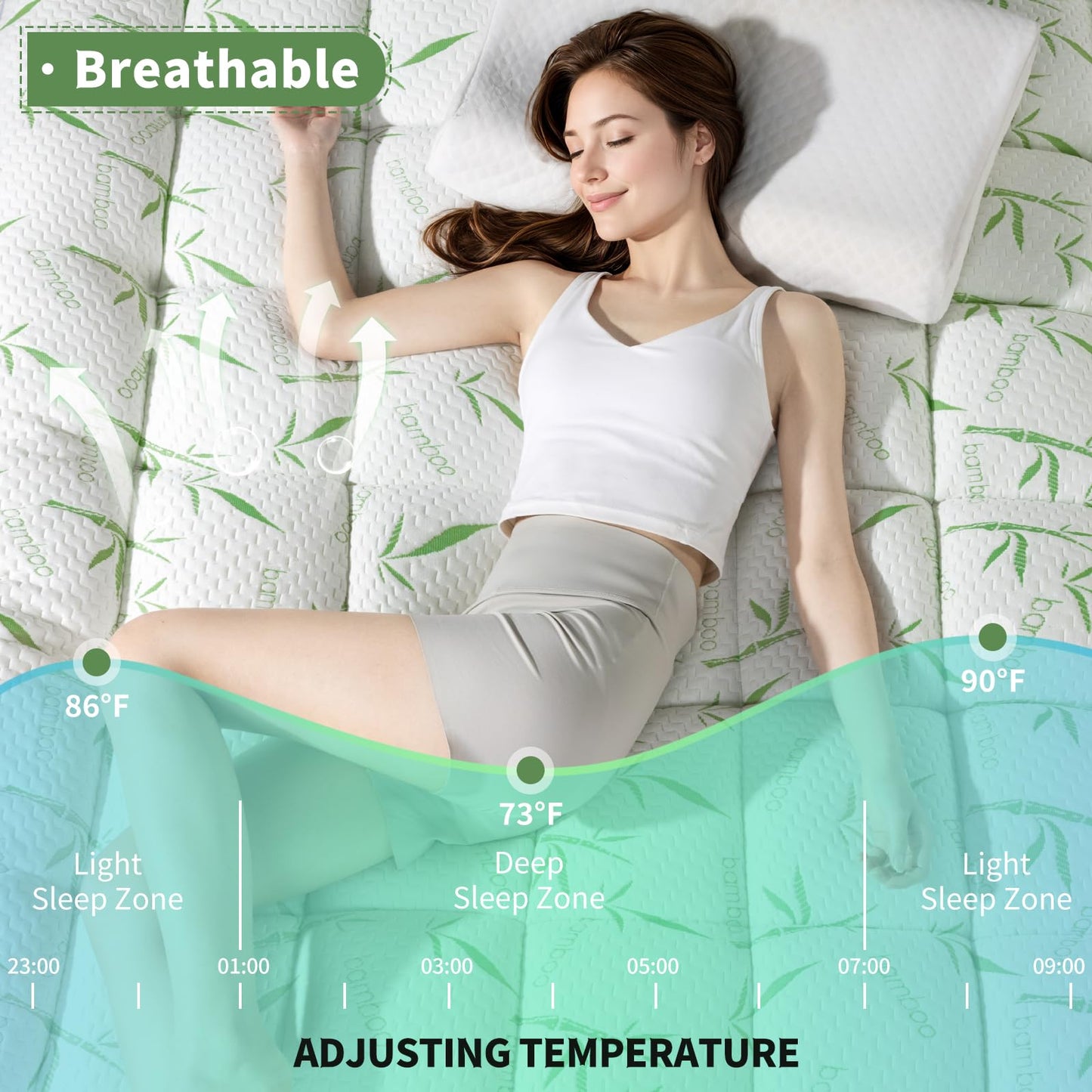 Jov5tic 3 Inch Breathable Mattress Topper - 1500GSM 3D+7D Down Alternative Fill,Viscose Made from,Cooling Firm Pillow Top Mattress Pad (Queen,60"x80")