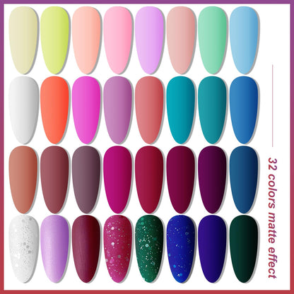 JODSONE Gel Nail Polish Kit with U V Light 32 Colors Gel Polish Nail + 4 Functional Adhesive Bottles Kit Soak Off Manicure Tools Gifts for Women