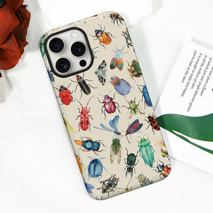 flewfun Magnetic for iPhone 15 Case Cute Beetle Phone Case, Entomology Insect Art Shockproof Slim TPU and Hard PC Protective Phone Cover Compatible with MagSafe Gift for Entomology Lover