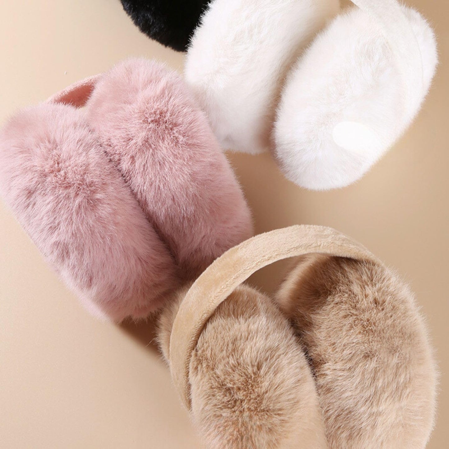 Airmoon Ear Muffs for Women - Winter Ear Warmers - Soft & Warm Cable Knit Furry Fleece Earmuffs - Ear Covers for Cold Weather (white)