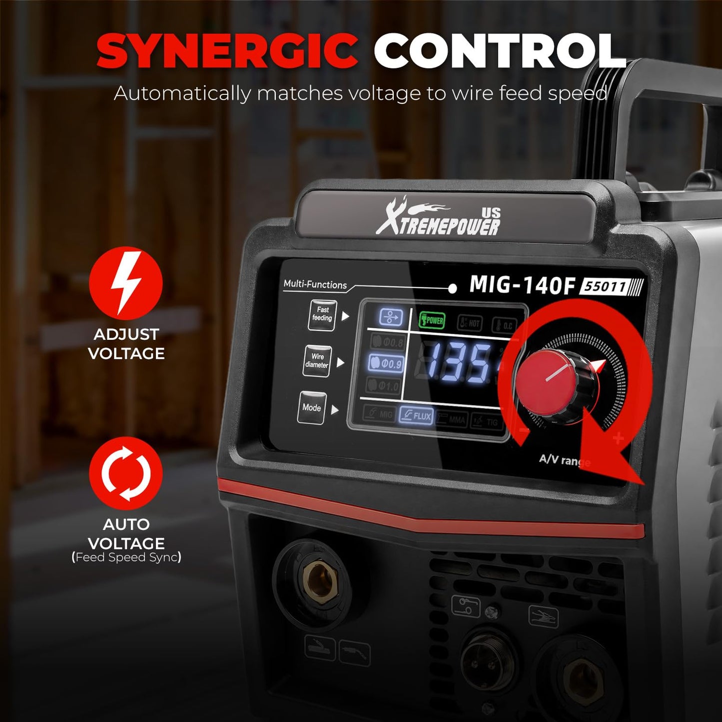 XtremepowerUS 3-in-1 MIG Welder 135Amp,110V Flux Core Welder Flux Core MIG/Lift TIG/Stick Large LED Digital Display Welding Machine Gasless Welder IGBT FLUX