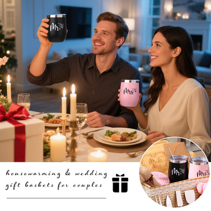 RimCereal Wedding Gift Basket - 21 Pieces Gifts for Couple Mr and Mrs Housewarming Gifts for Women Men New House Apartment Closing Gift Ideas Set