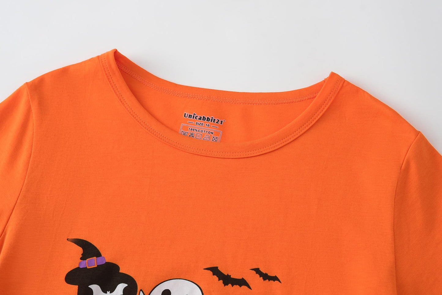 UNICABBIT21 Pajamas for Girls Cute Orange Pumpkin Halloween Pants and Short Sleeve Tee Big Kids Sleepwear Set Size 16