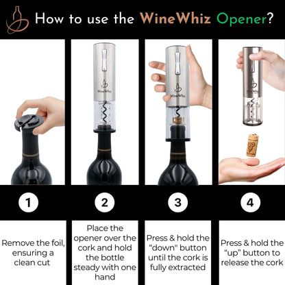 Electric Wine Opener Set with Base and Accessories (Rechargeable Stainless Steel Corkscrew, Dispenser, Foil Cutter Tool, Stopper) | Lovers Gift for Housewarming, Birthday, Registry