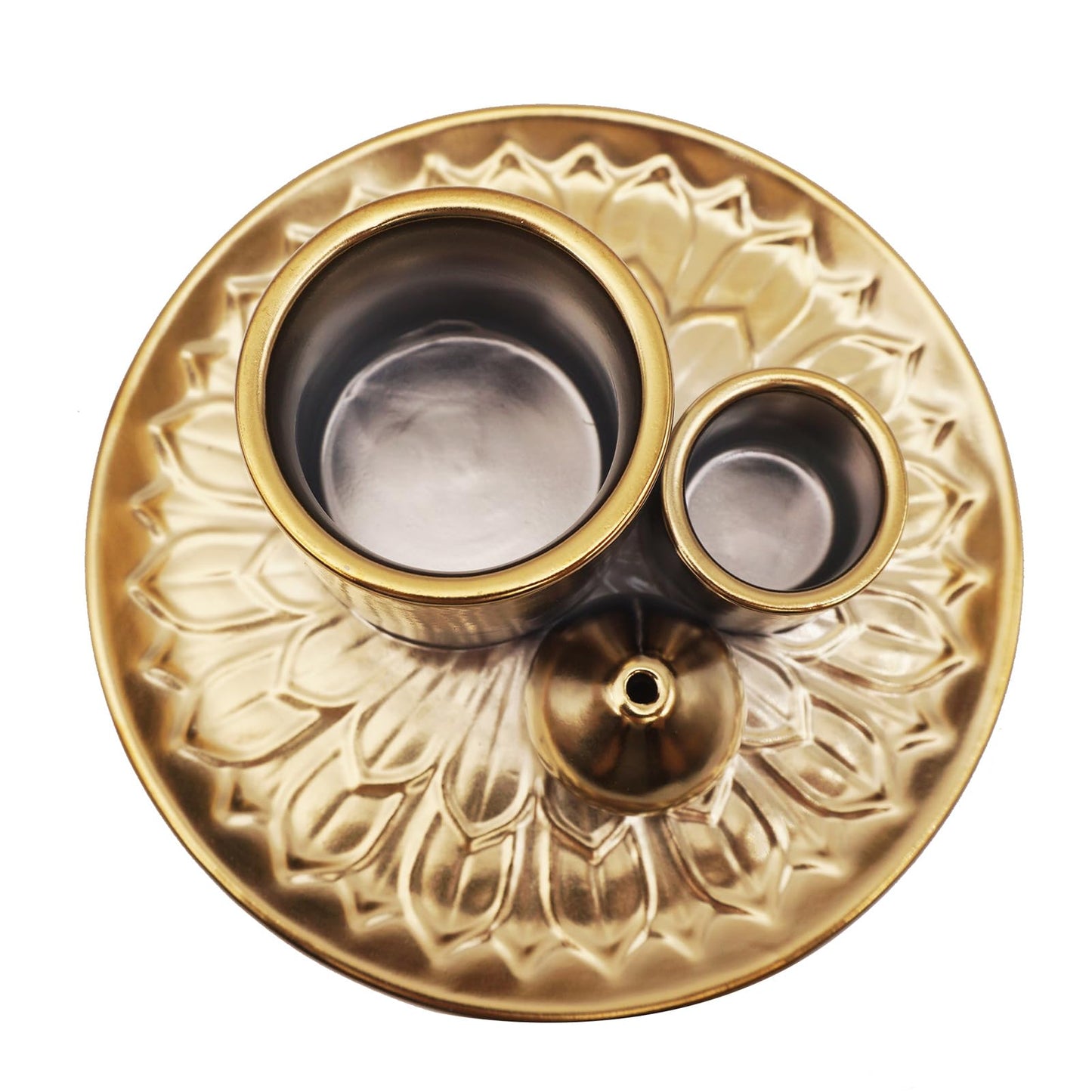 4 in 1 Incense Burner Holder with Ash Catcher, Gold-Plated Ceramic Tray for Burning Incense Sticks, White Sage, Palo Santo, Candle