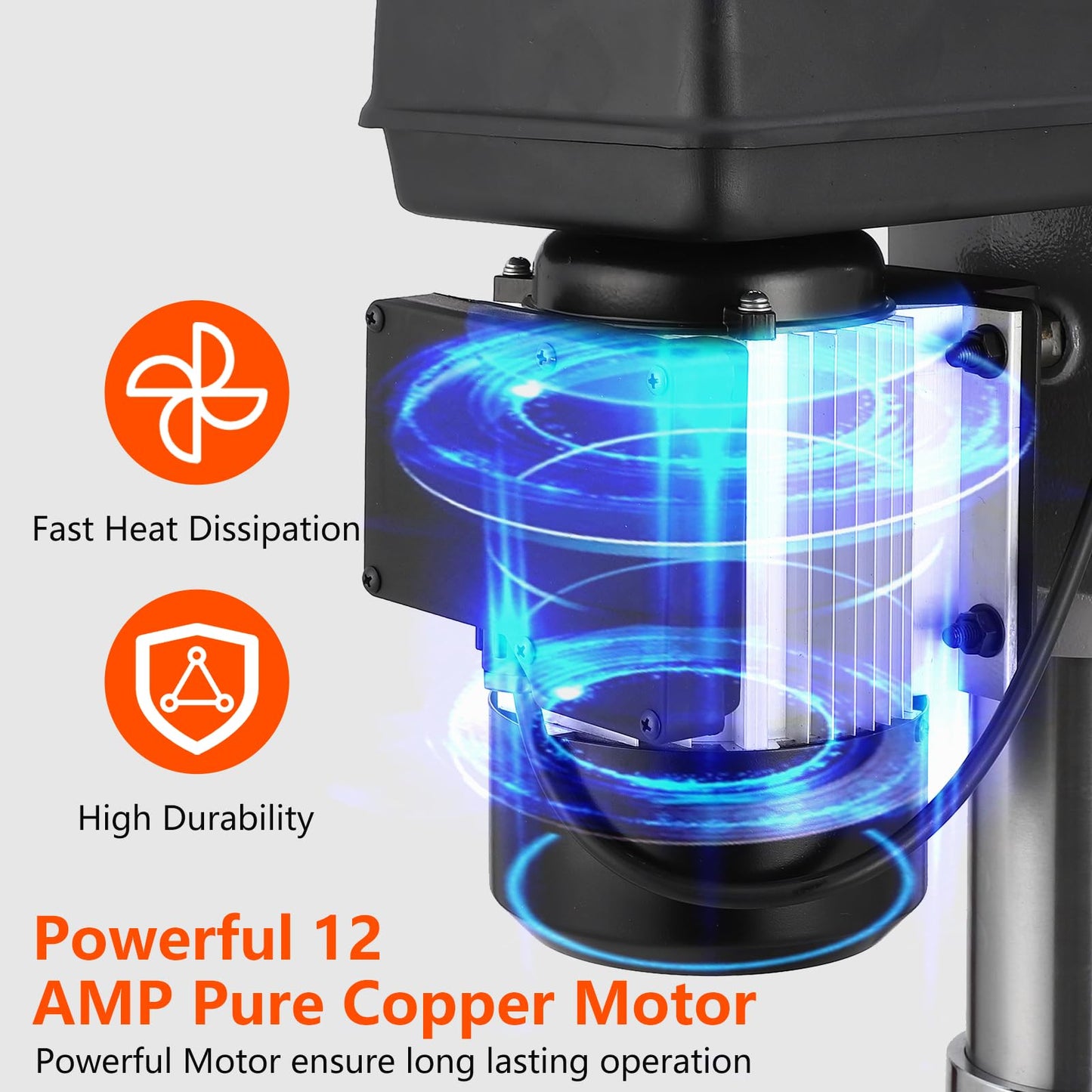 17 in Floor Drill Press, 12 Amp 120V Pure Copper Motor, 200-3630 RPM Variable Speed Cast Iron Bench Drill Press, 0-45° Tilting Worktable, Tabletop Drilling Machine for Wood Metal