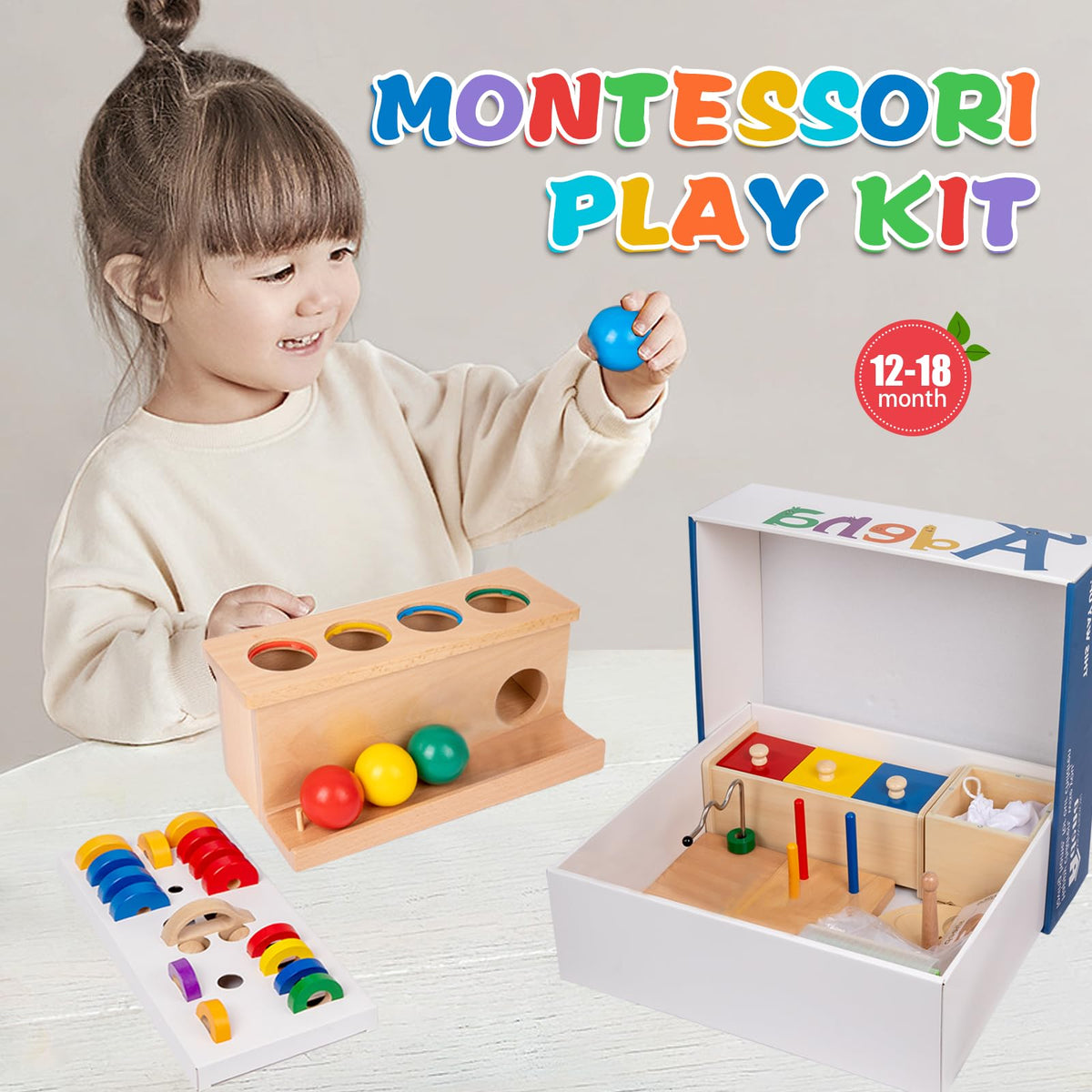 Adena Montessori 10 in 1 Wooden Play Kit 13-15 Months