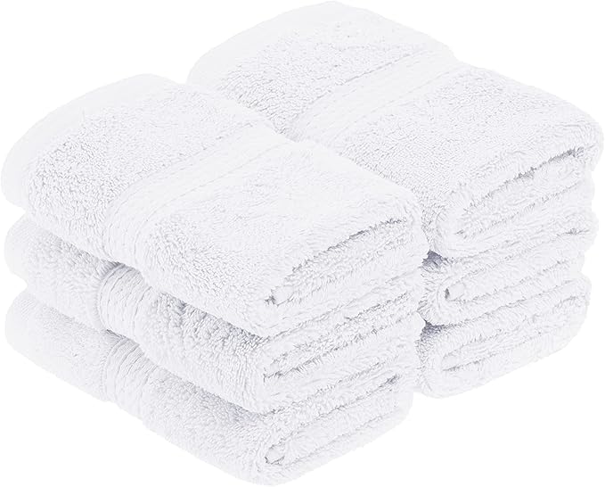 Superior Egyptian Cotton Pile Face Towel/Washcloth Set of 6, Ultra Soft Luxury