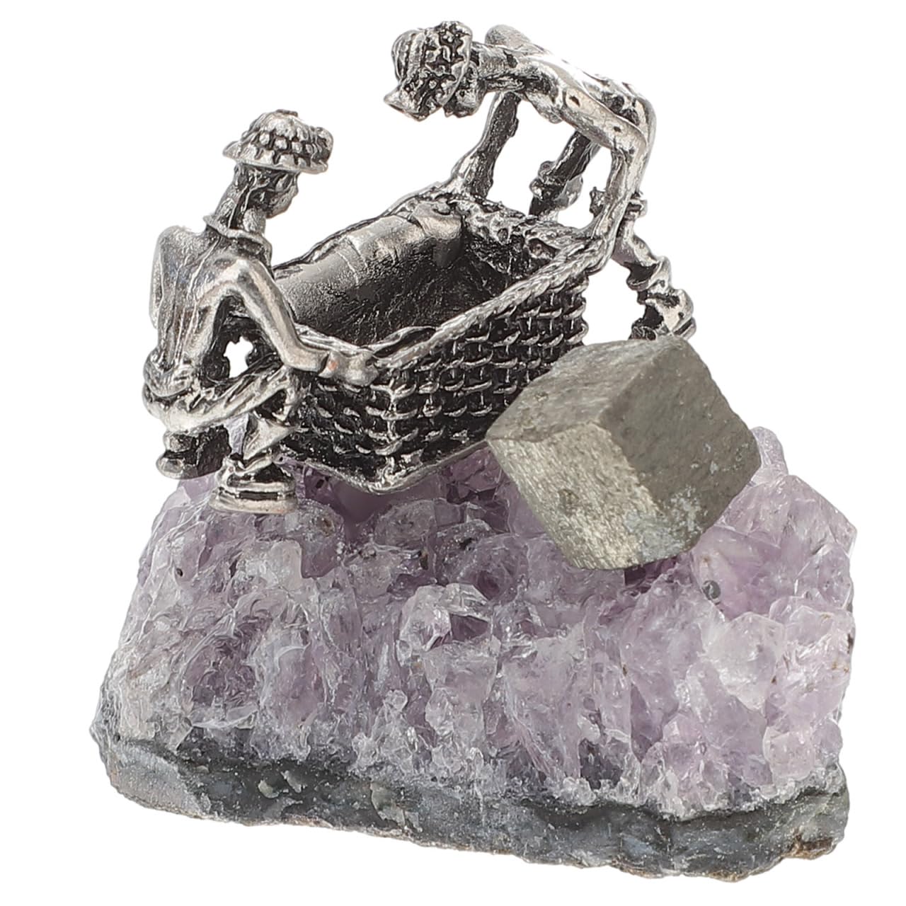 GOOHOCHY Natural Amethyst Cluster Ornament Miner Figurine Decor 2.55X2.36X1.65In Crystal Desktop Gemstone Decor for Home and Office Healing