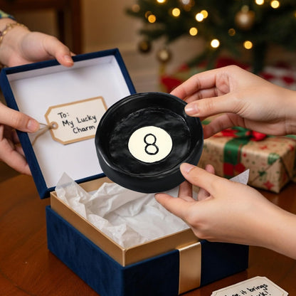 Roowest Black Ball 8 Jewelry Tray Trinket Dish 8 Ball Jewelry Tray Dish Desk Decor Resin Earrings Necklaces Watch Key Home Decor Gift for Women Cute Plate Bowl Room Aesthetic