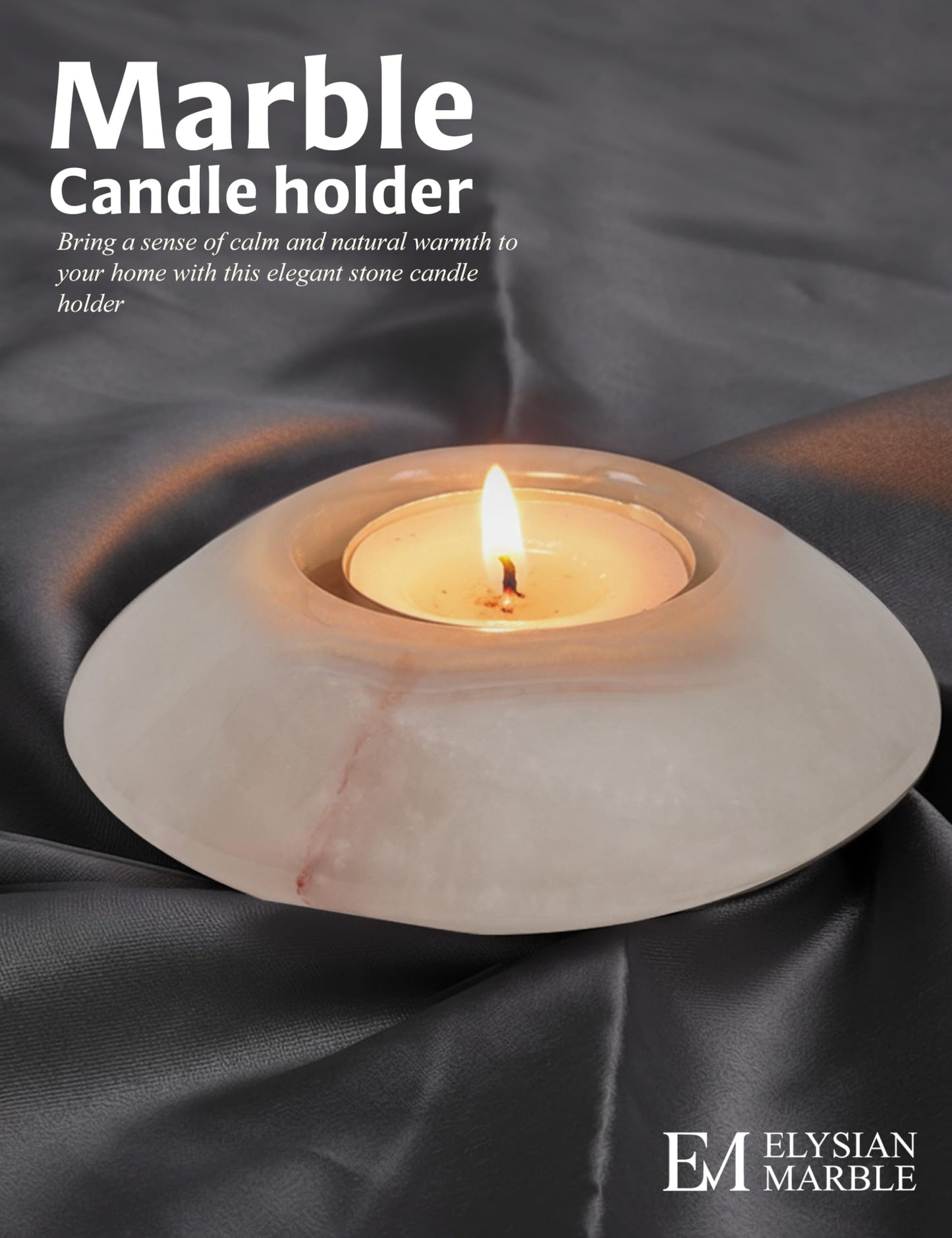 Tealight Candle Holders Set of 2 – Handcrafted Natural Marble Tea Light & Votive Holders, Decorative Stone Candle Holder Pair for Home Décor, Dining Table, Coffee Table & Wedding Decor