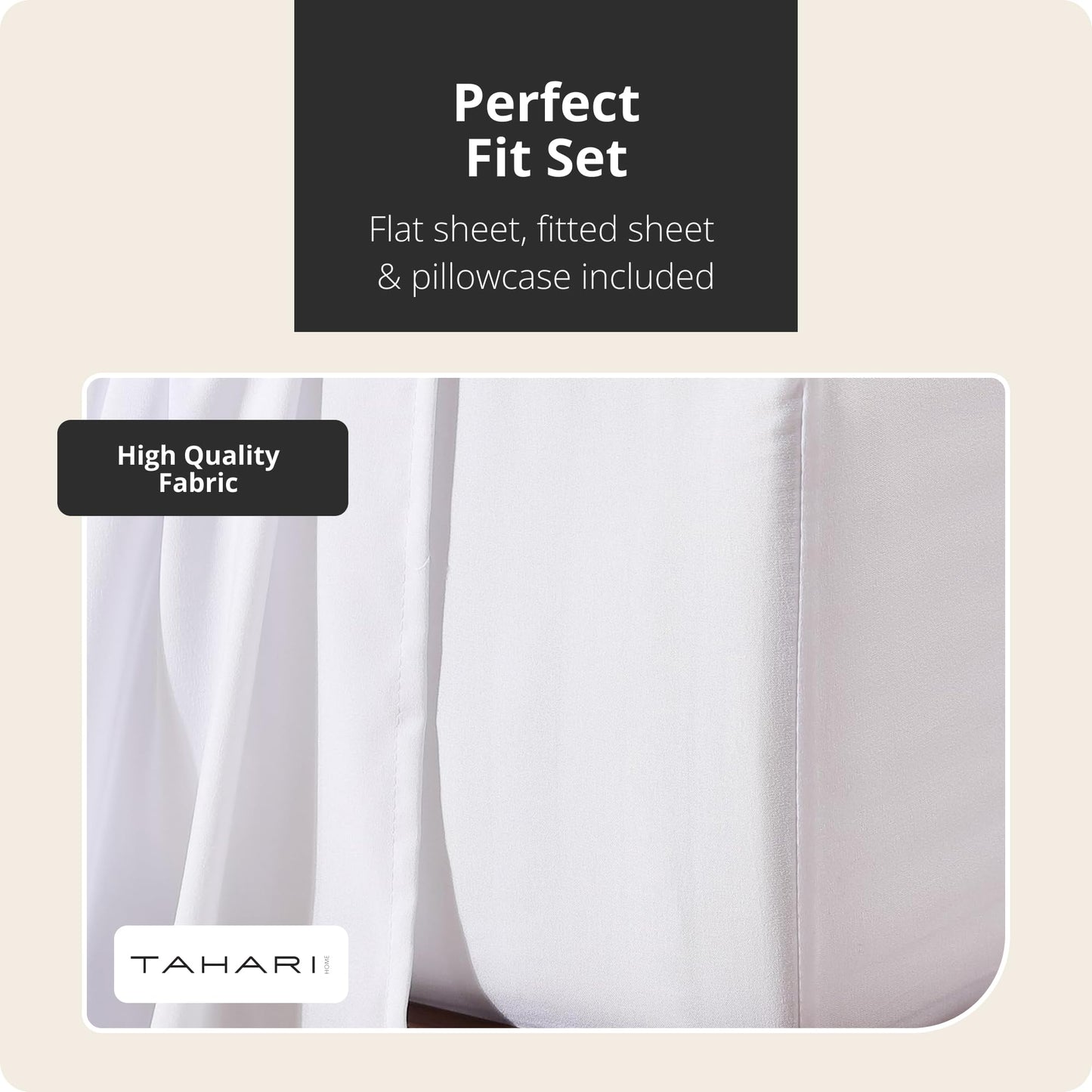Tahari Home 6-Piece King Size Bedding Set - Fitted & Flat Sheets & Pillowcases | Soft & Cozy Polyester Microfiber | Breathable & Wrinkle Resistant | Dorm Essentials | Solid Bright White
