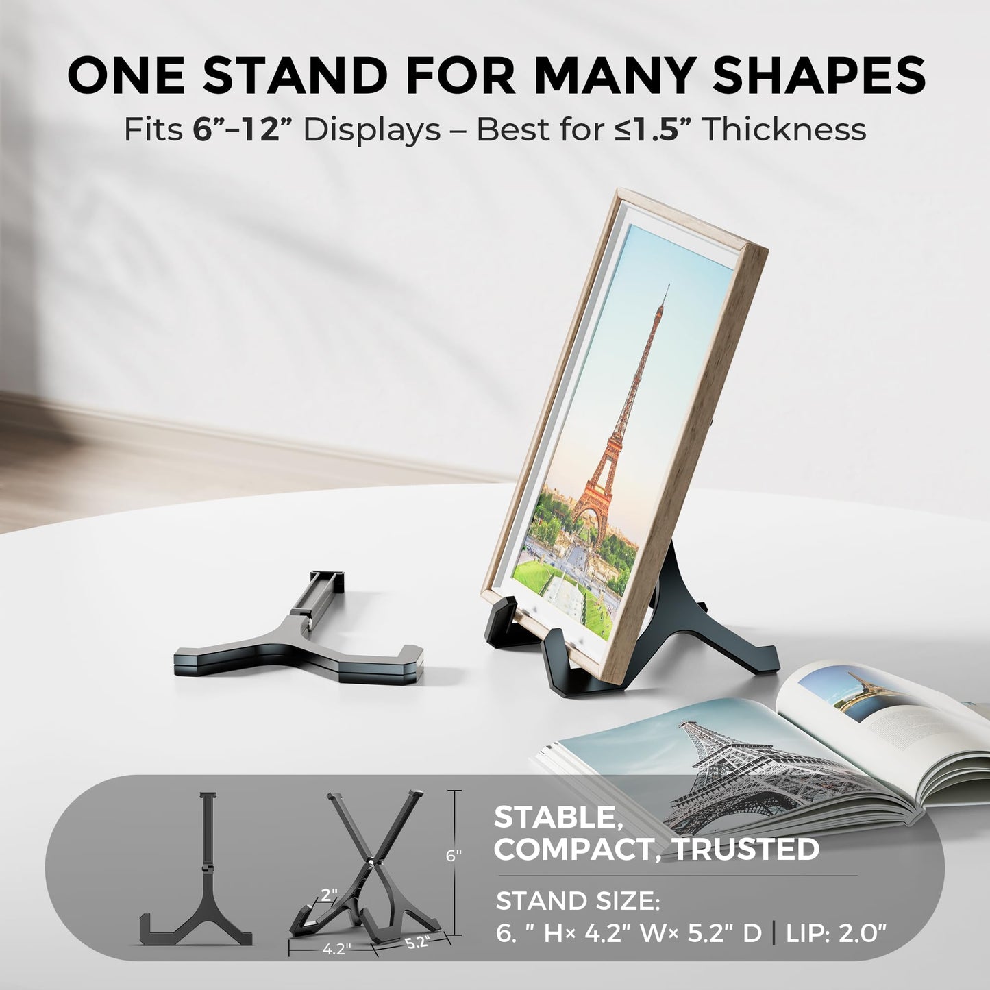 TR-LIFE Plate Stands for Display, 6 Inch, 4-Pack, Plastic Picture Frame Holder Easels for Plates, Pictures, Books, Signs, Plaques