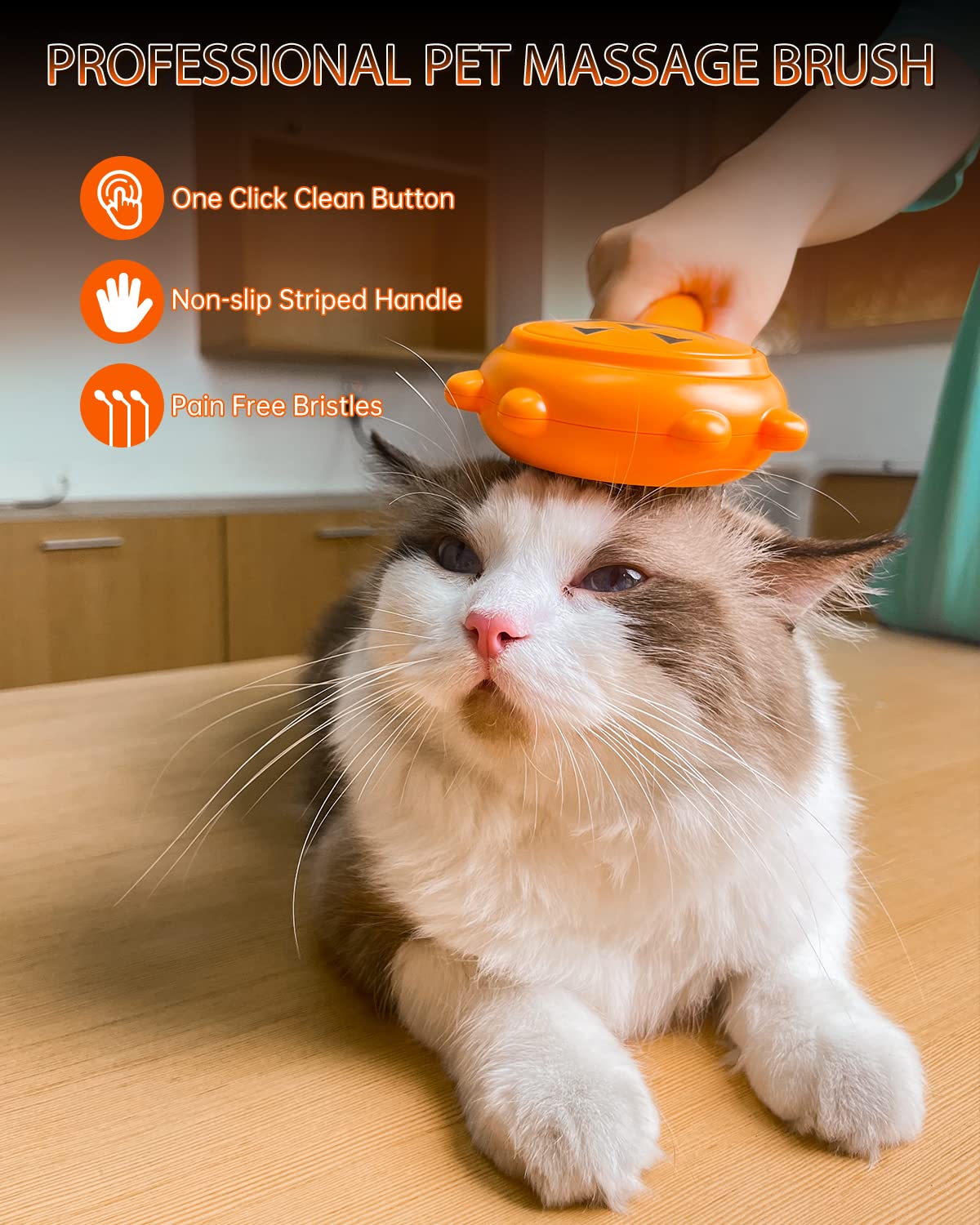 Awpland Pet Demon Brush, Cute Self Cleaning Slicker Brush for Dogs Cats Puppy Rabbit, Professional Pet Grooming Hair Removal Tool for Short & Long Hair