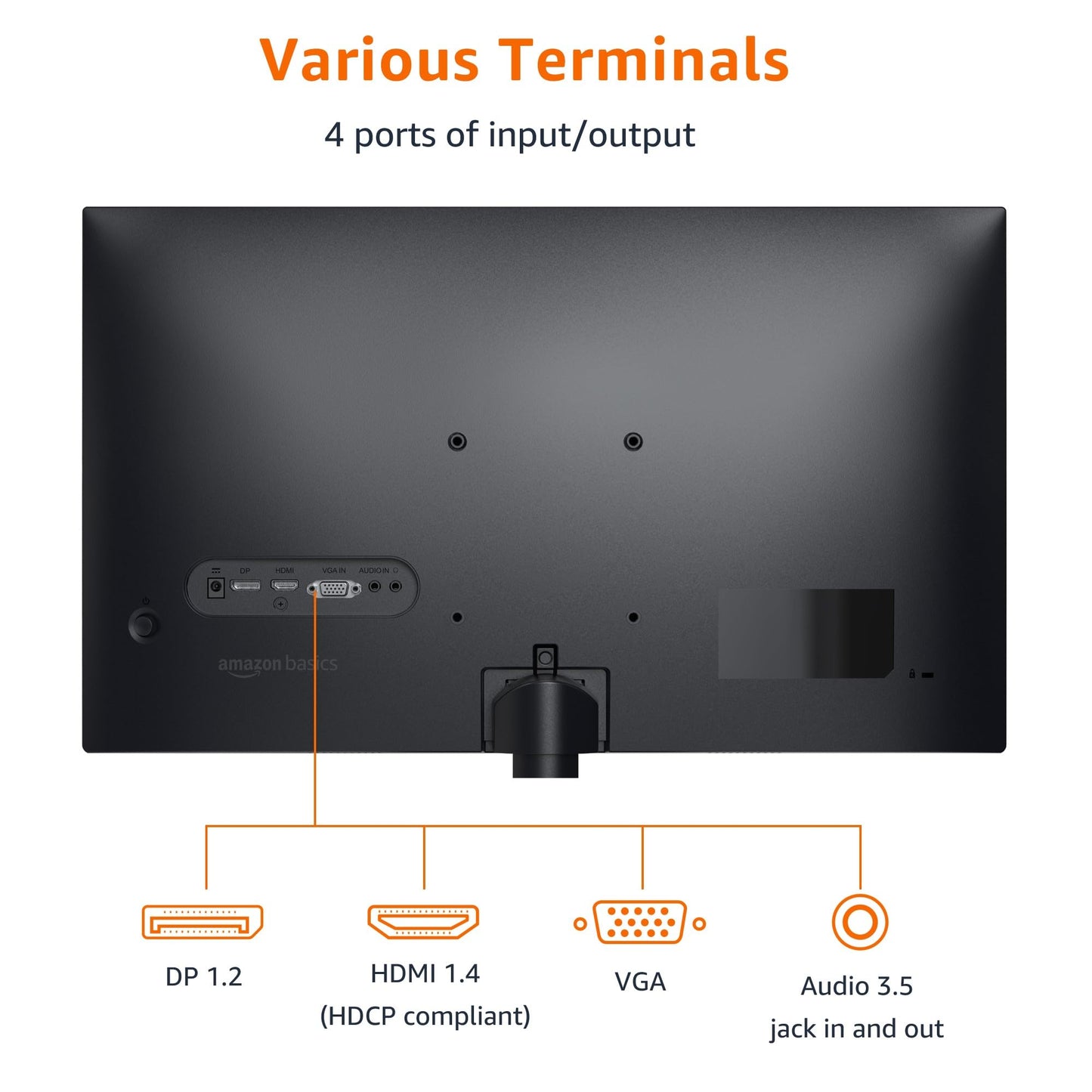 Amazon Basics 24 in Monitor, FHD 1080P, Max 100Hz, VESA Compatible, Built-in Speakers, Black