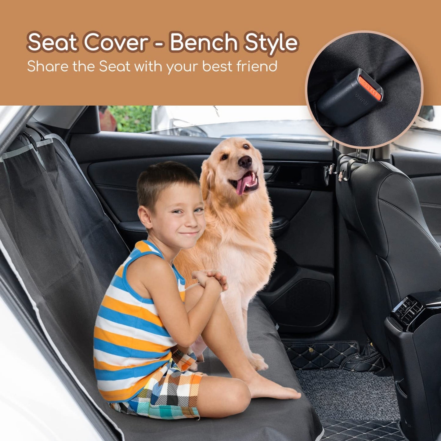 Nobleza Dog Car Seat Cover, No-Skirt Design Nonslip Car Seat Cover for Dogs, Durable Scratch Proof Car Boot Liner Protector, Dog Seat Covers for Universal Cars Back Seats, 140 * 110CM, Black