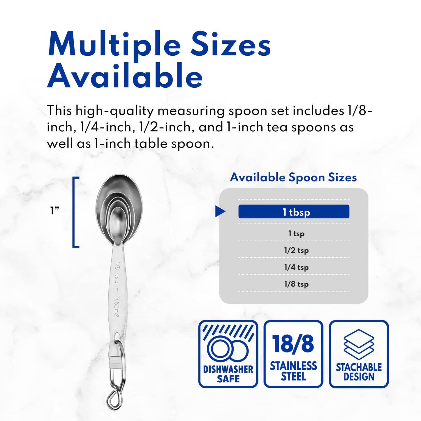 New Star Foodservice 18/8 Stainless Steel Measuring Spoons Set of 5, Silver