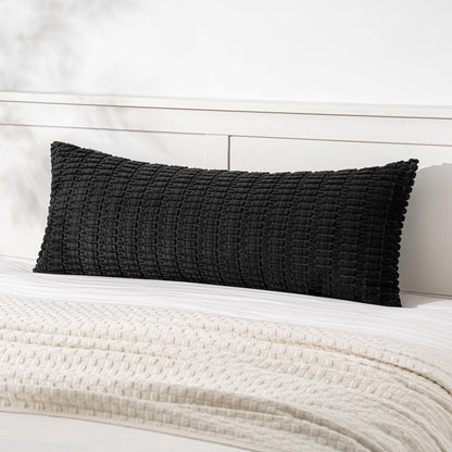 MIULEE Pack of 1 Black Long Body Lumbar Decorative Throw Pillow Cover 14x36 Inch for Halloween Bed Couch Sofa Living Room Soft Boho Pillow Cover Modern Farmhouse Home Decor