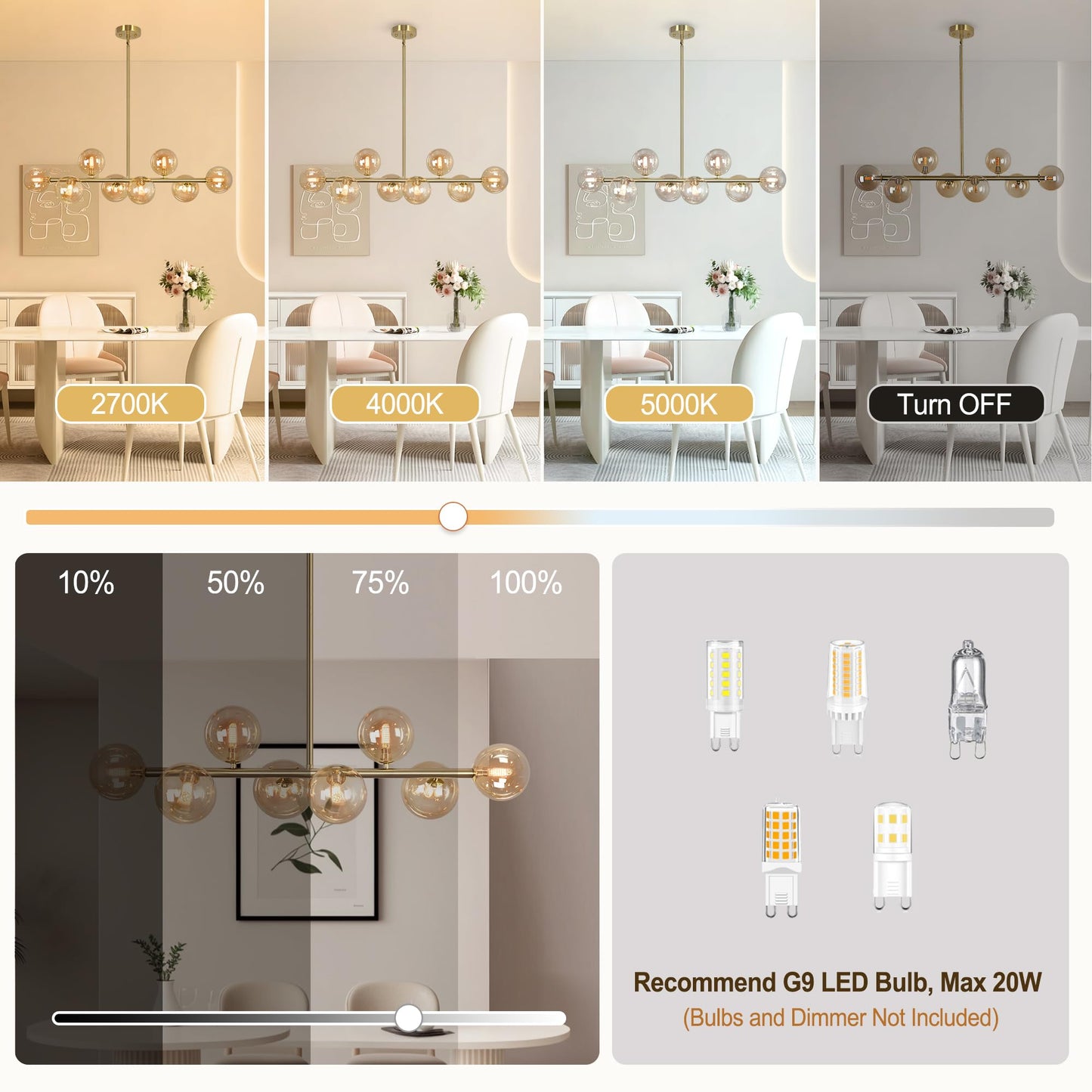 Gold Linear Chandelier,8-Light Bubble Amber Glass Globe Chandelier Mid Century Modern Sputnik Chandeliers for Dining Room Light Fixture Electroplated Brass Chandelier 37" Pendant Lights Kitchen Island
