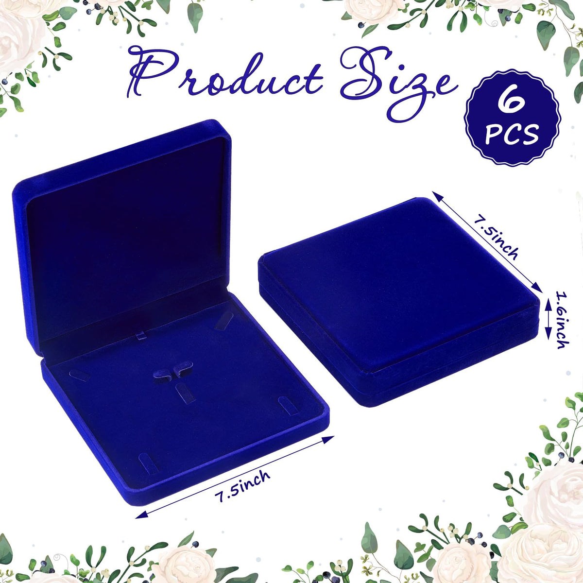 Yinkin 6 Pcs Velvet Jewelry Set Box Jewelry Display Case Earring Ring Bracelet Necklace Gift Box Pearl Necklace Storage Case for Mother's Day Wedding Travel Anniversary(Royalblue)