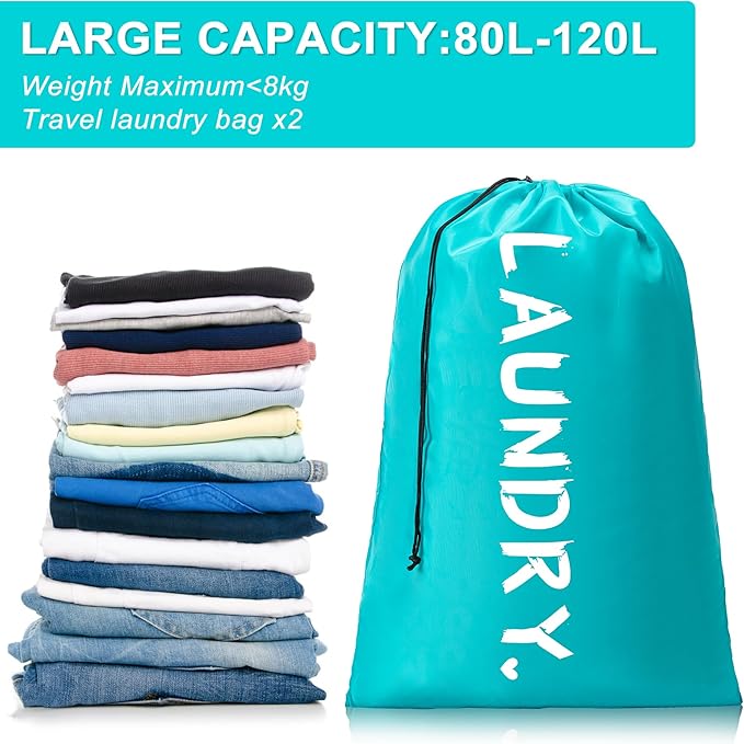 4 Pack XL Travel Laundry Bag, Machine Washable Dirty Clothes Organizer