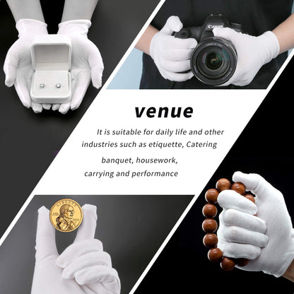 30 Pcs White Cotton Gloves for Dry Hands Moisturizing Eczema Overnight, Men and Women Stretchable Cloth White Gloves for Coin Jewelry Silver Inspection Halloween