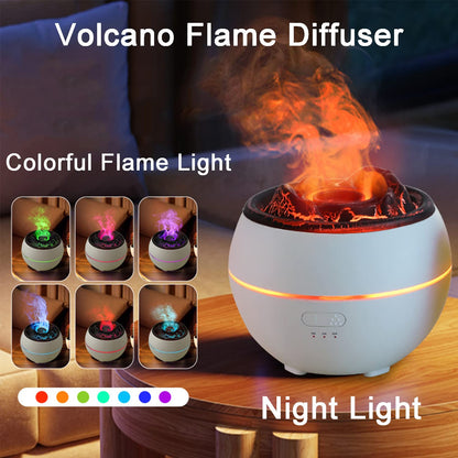 Essential Oil Diffuser, Volcano Fire Flame Aromatherapy Diffuser, 360ml Ultrasonic Cool Mist Humidifier, Scent Aroma Diffuser with 7 Colors Light, Timer & Auto Shut-Off for Home, Room (Black)