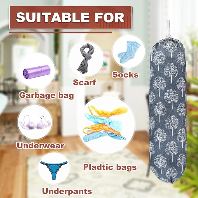 Plastic Bag Holder, Wall Mount Plastic Bag Organizer, Washable Large Grocery