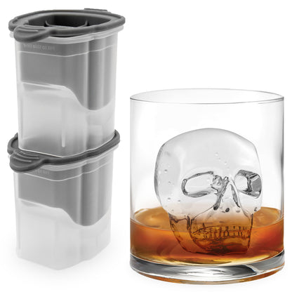 Tovolo Skull Shaped Ice Molds, Set of 2 - Large Skull Ice Mold Gift - Unique Ice Mold Chills Drinks - Odor-Free Freezer Storage, Dishwasher-Safe