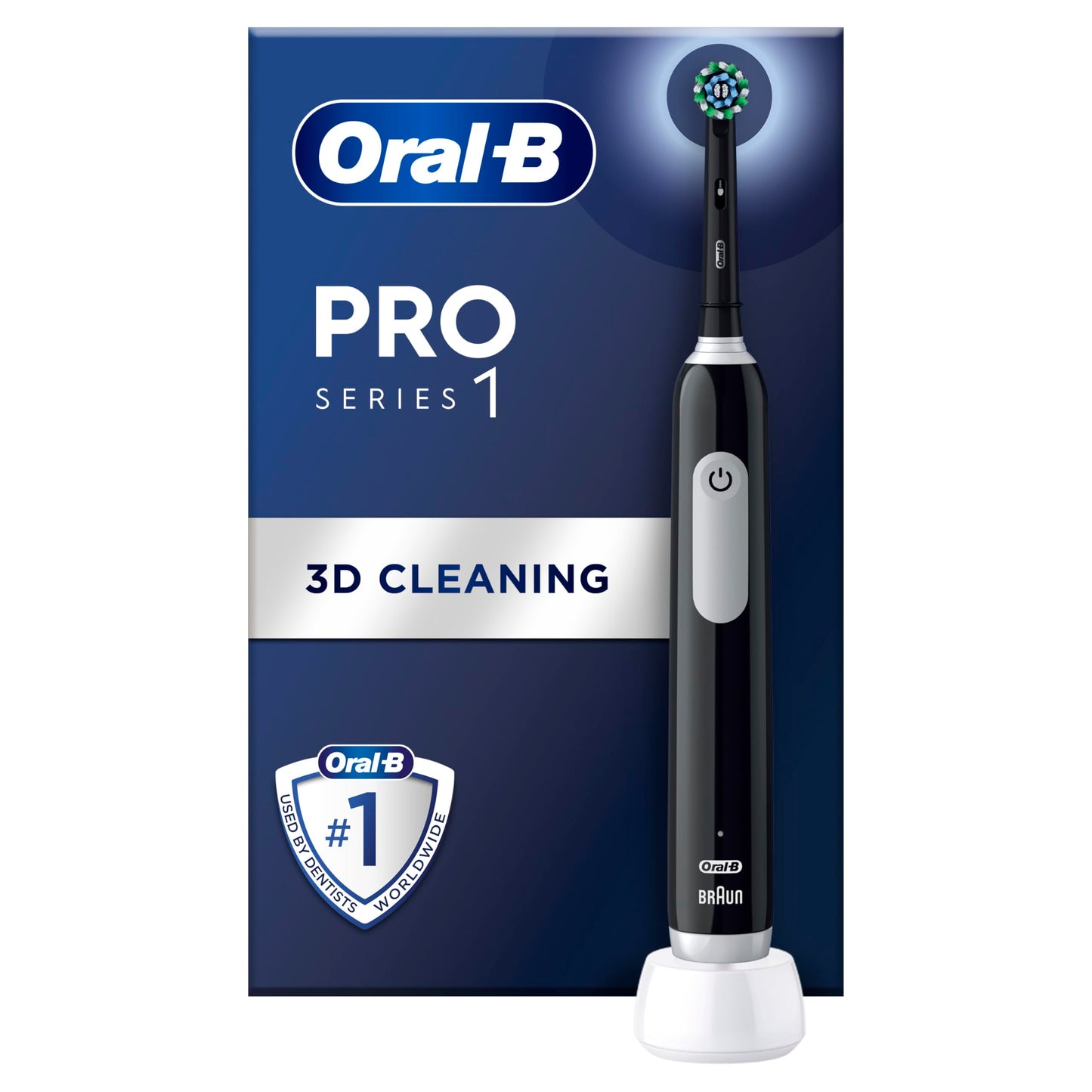 Oral-B Pro 1 Electric Toothbrush For Adults, Oral B Electric Toothbrushes Adults, With 3D Cleaning, 1 Toothbrush Head, Gum Pressure Control, 2 Pin UK Plug, Black