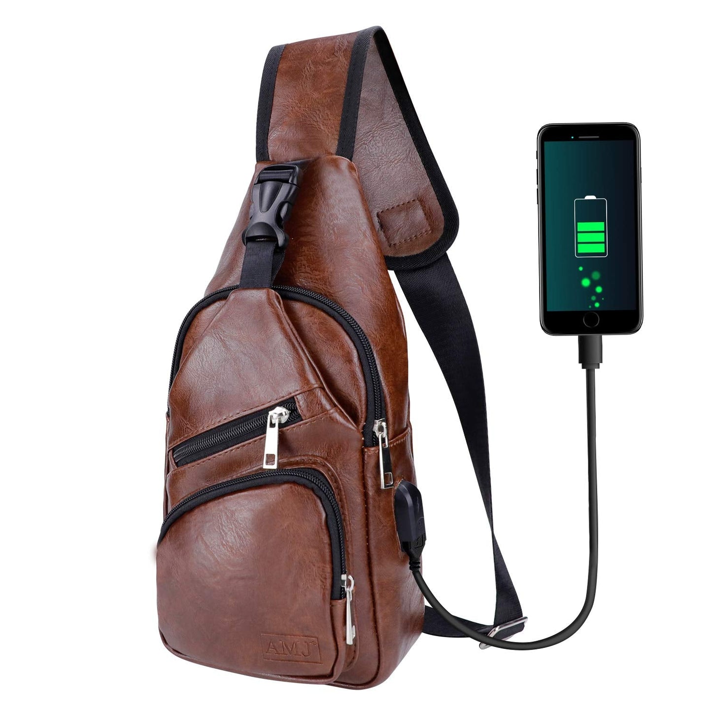 AMJ Crossbody Sling Bag Men Women, Casual Shoulder Backpack, Chest Daypack Satchel for Hiking Travel