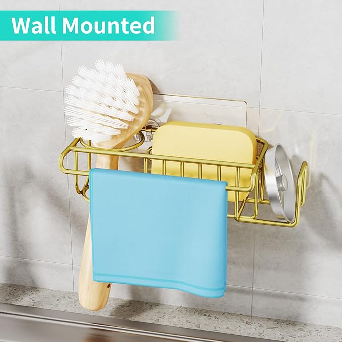 HapiRm Sponge Holder for Kitchen Sink, No Drill Kitchen Sink Caddy Organizer